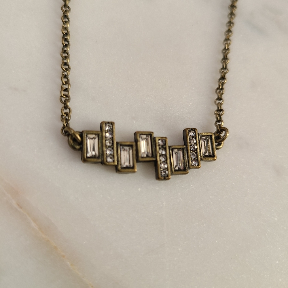 Banana Republic Baguette Antique Gold Geometric Necklace